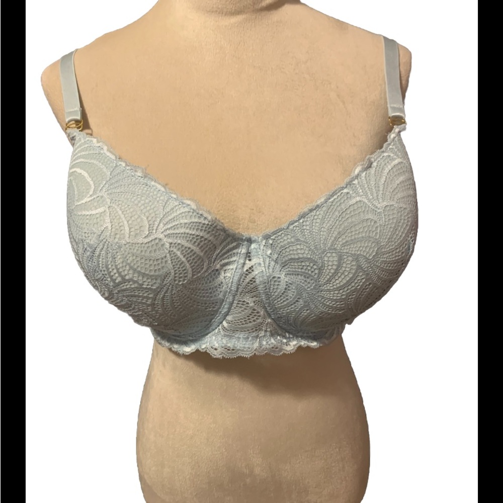 Pure Beauty Balconette Bra Baby Blue NWOT Underwire 44DD Full Coverage